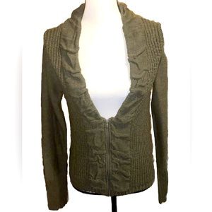 Womens Daytrip 1/2 Zip Green Long Sleeve Crochet Sweater Medium Preowned